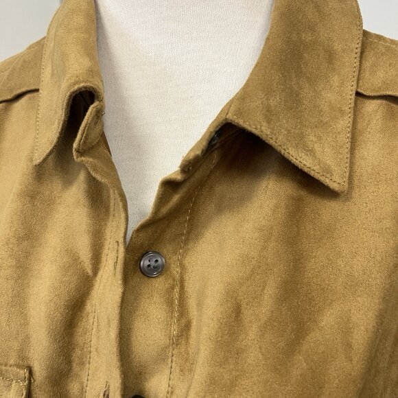 Banana Republic Vegan Suede Cropped Shirt Size XL Brown - Picture 6 of 7